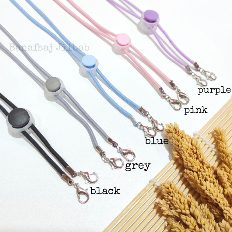 STRAP MASKER HIJAB 2IN1 TALI ELASTIS DENGAN STOPPER WARNA