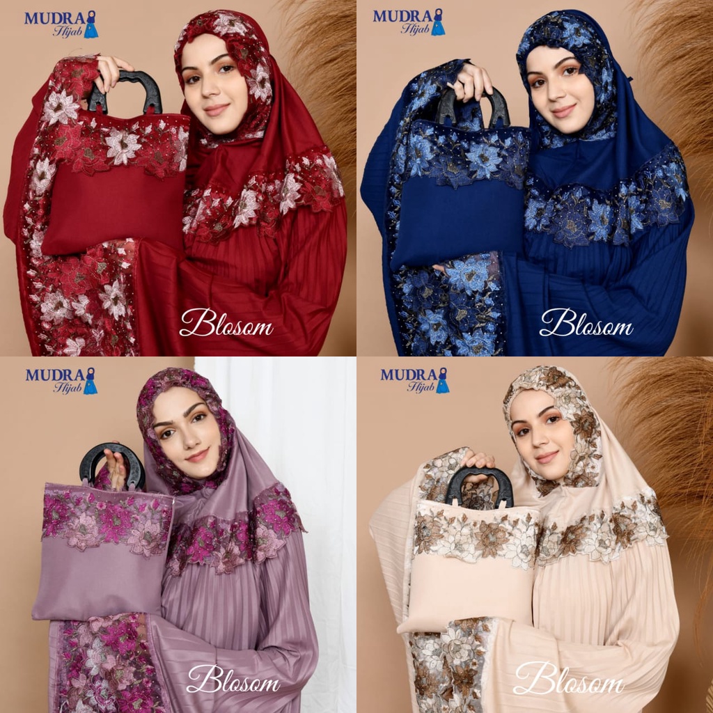 MUKENA EXCLUSIVE UKURAN JUMBO FREE TAS ~ BAHAN RAYON SILK ORI ~ EKSLUSIF MUKENA BLOSSOM ORIGINAL MUD