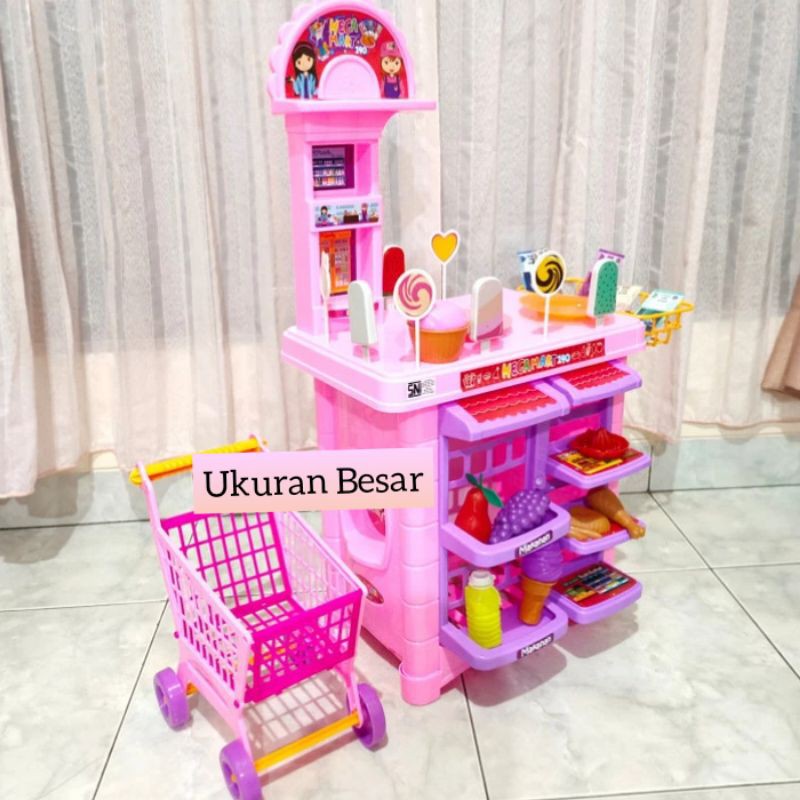 Mainan Mega Mart Troli Uk Besar - Play Kitchen Market Anak Edukatif