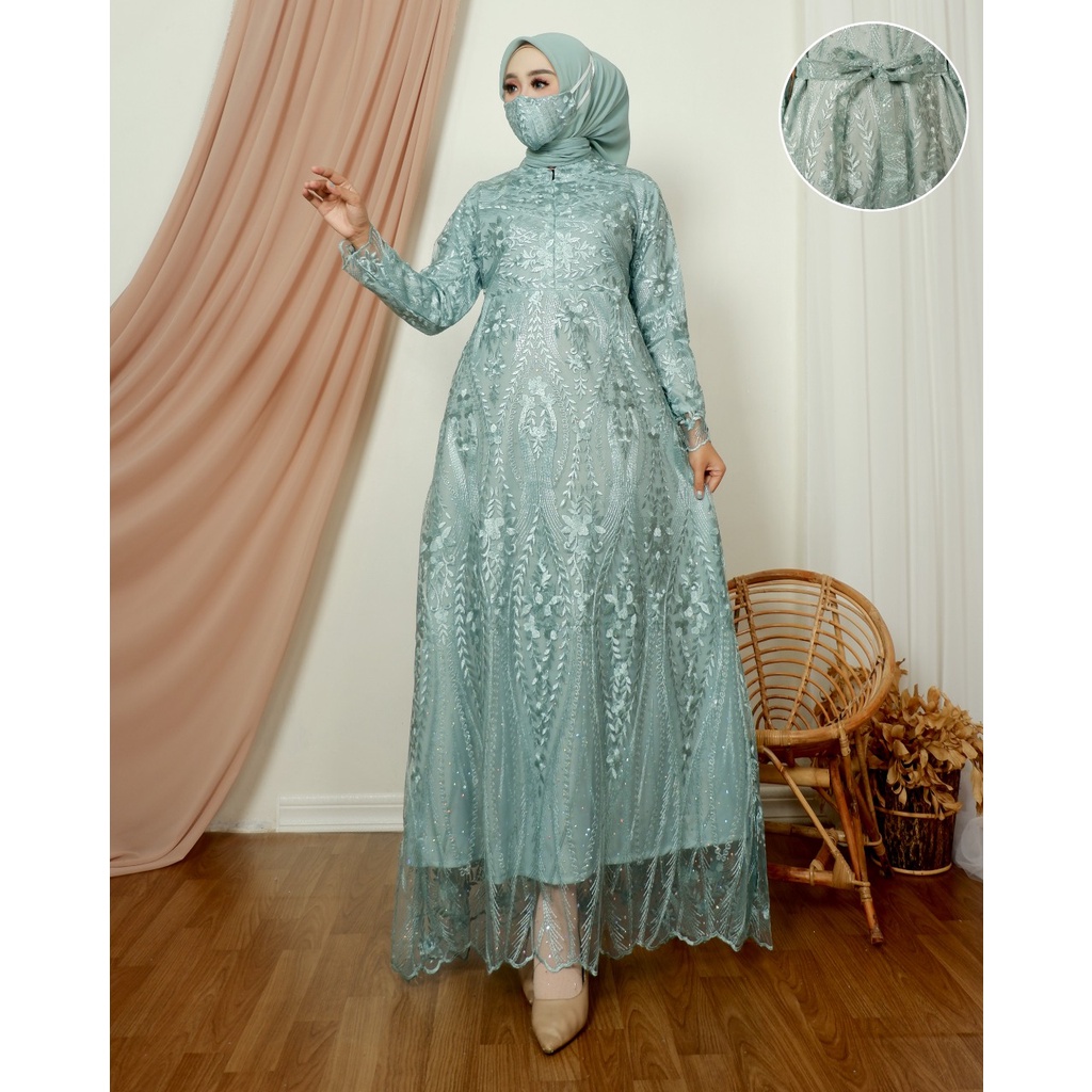 Kadai.baju / Gamis tulle brukat / Gamis jumbo wanita / Gamis pesta / Dress party Maxi Size M L XL XXL