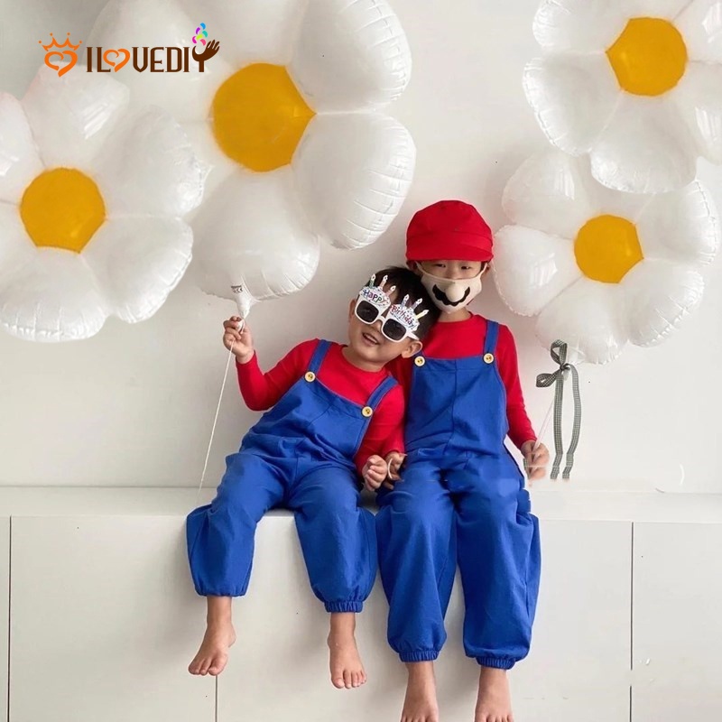 Balon Foil Bentuk Bunga Matahari / Daisy Warna Putih Aneka Ukuran Untuk Dekorasi Pesta Ulang Tahun / Pernikahan