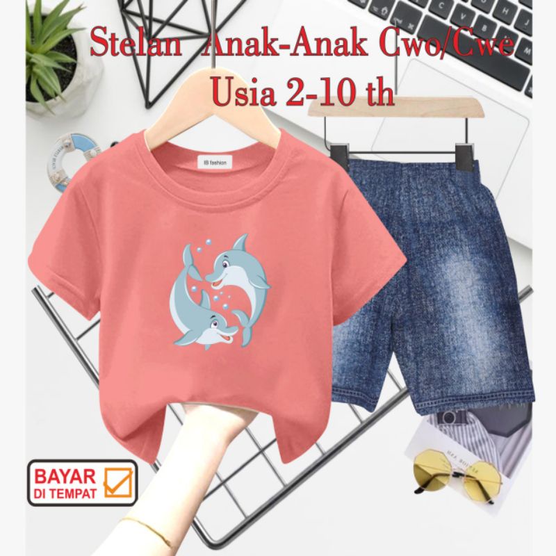 ((IB))SETELAN ANAK UNISEX SEMI JEANS/LUMBA2 DIGITAL SABLON