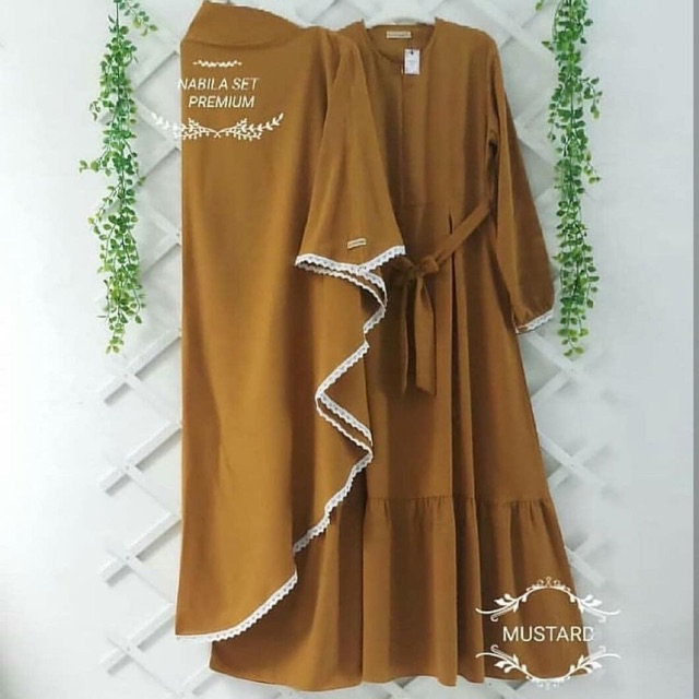 Baju gamis simple [Nabila Set Premium | Gamis Syari Modern
