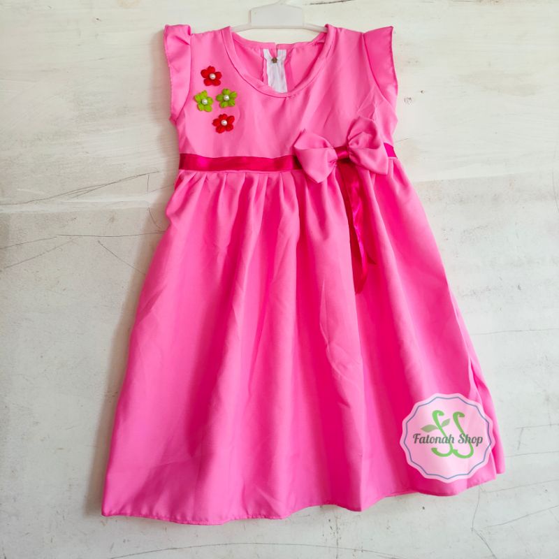 Dress anak 3 4 tahun perempuan baju anak cewek  ( dress pita mutia )