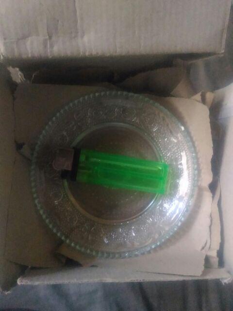 Piring Kue Kaca Motif Timbul 12cm / Piring Tatak Tebal / Tatakan Gelas