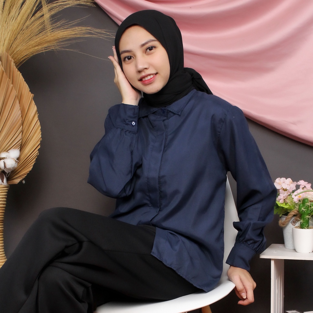 Rx Fashion-Baju Atasan Wanita / Giovani Shirt-NAVY