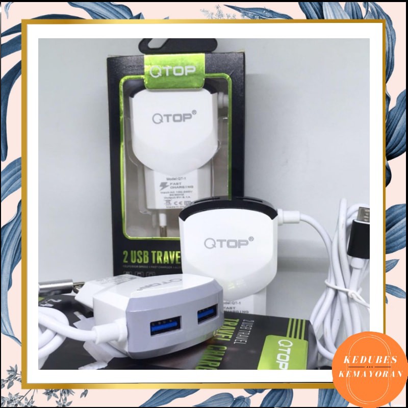 QTOP Charger 2.4A Fast Charging Include Kabel Micro USB [GARANSI]