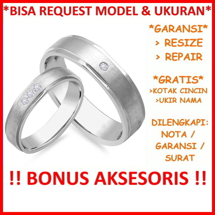 Gratis Ukir Nama Garansi Silver Asli Bisa Pesan Model Cincin Couple Perak Tunangan Mas Kawin Id592