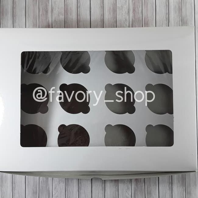 

55Cl Dus Cupcake Lubang 12 Putih / Box Kemasan Kue Cupcake Muffin V51F