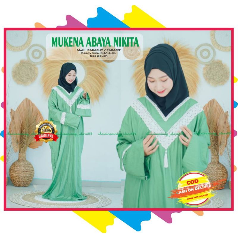 [COD] Mukena Abaya Parasut NIKITA mukena abaya traveling abaya mukena sholat dewasa mukena anak  aba