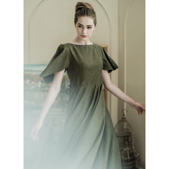 Maven Maryjane Seaweed Midi Dress Butterfly Sleeve Mary Jane maven.id New with tag