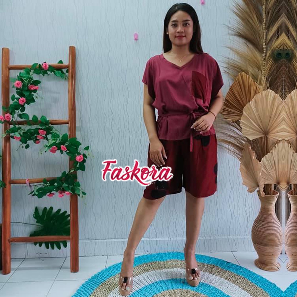 Setelan Wanita Pendek Jumbo Kekinian / Setelan Rayon Pendek Dewasa / Setelan Jumbo Pendek Motif Rump