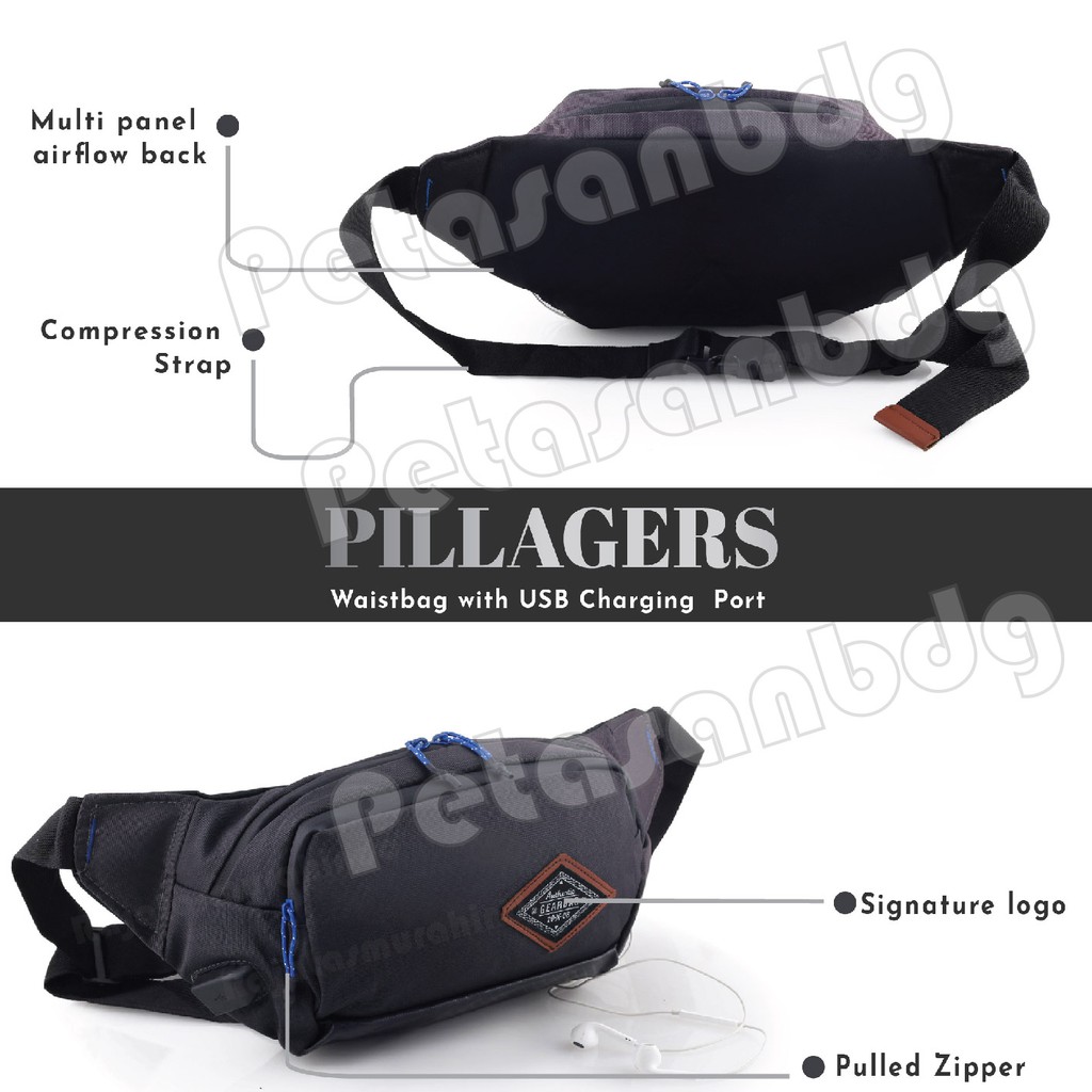 PTS - Tas Selempang Pria / Wanita Waistbag Gear Bag 13108 GERS PORT + FREE USB EXTENTIONS CABLE