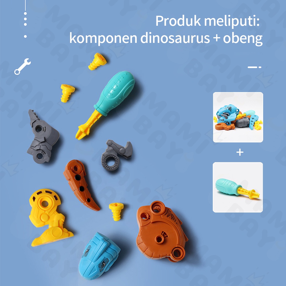 Mamibayi Mainan anak DIY assemble dino degan obeng mainan edukasi bayi puzzle anak