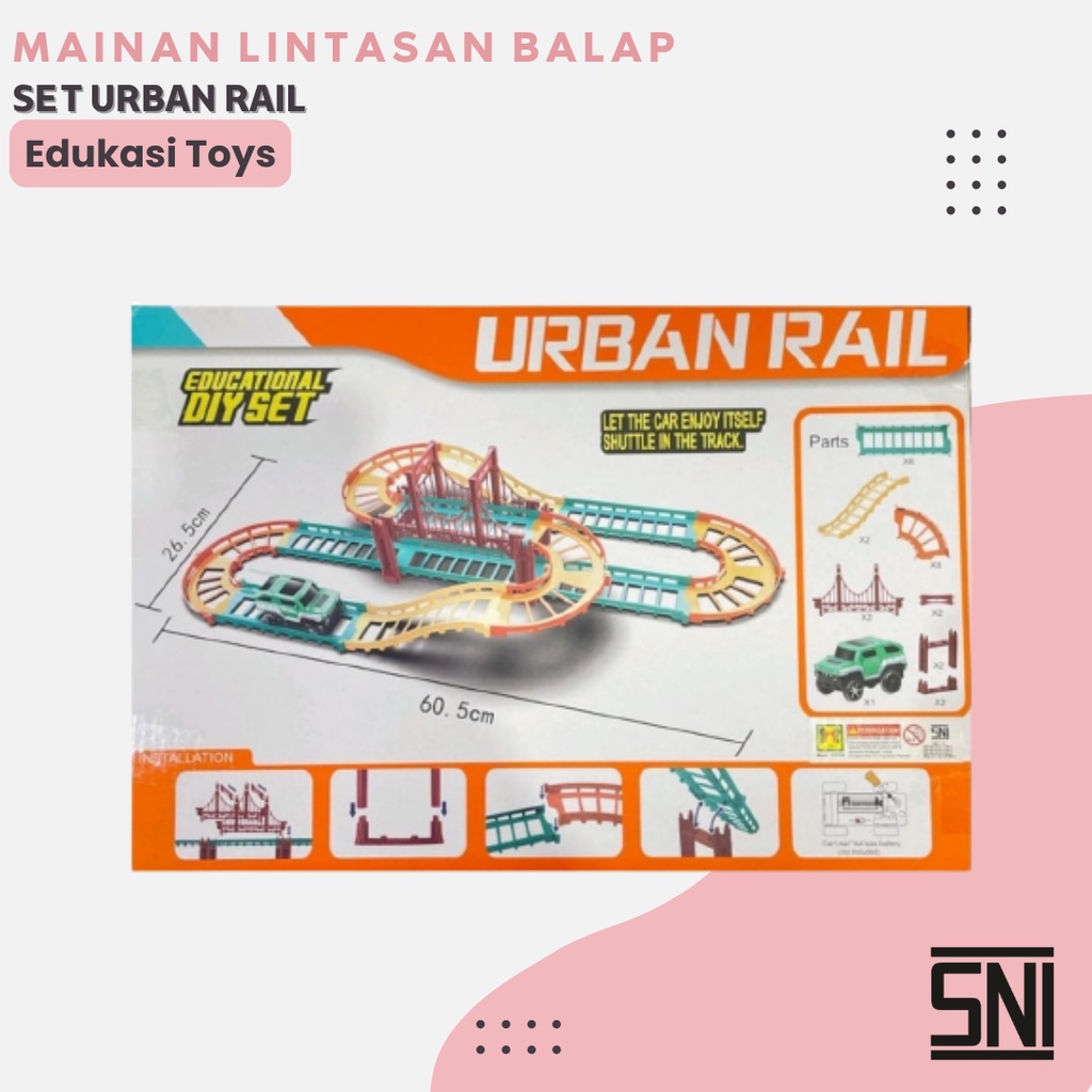 Mainan Anak Edukasi DIY Track Lintasan Mobil Balap Set Rail Cocok Untuk Hadiah Ulang Tahun