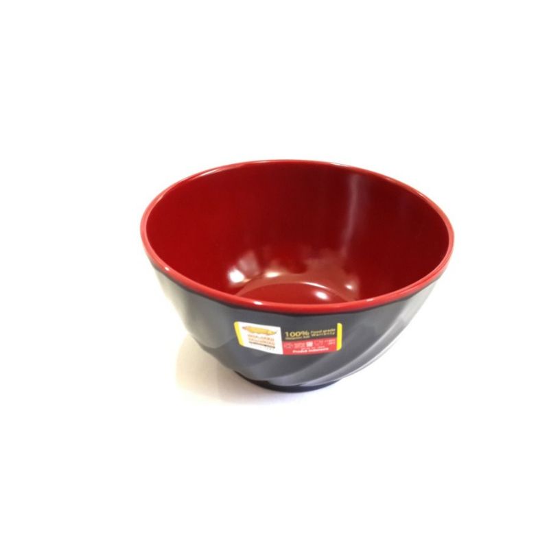 W06A3 Mangkok Ulir Miring 6inch 2 warna Merah-Hitam Golden Dragon - Mangkok Baso/Mie Ayam/Sop buah