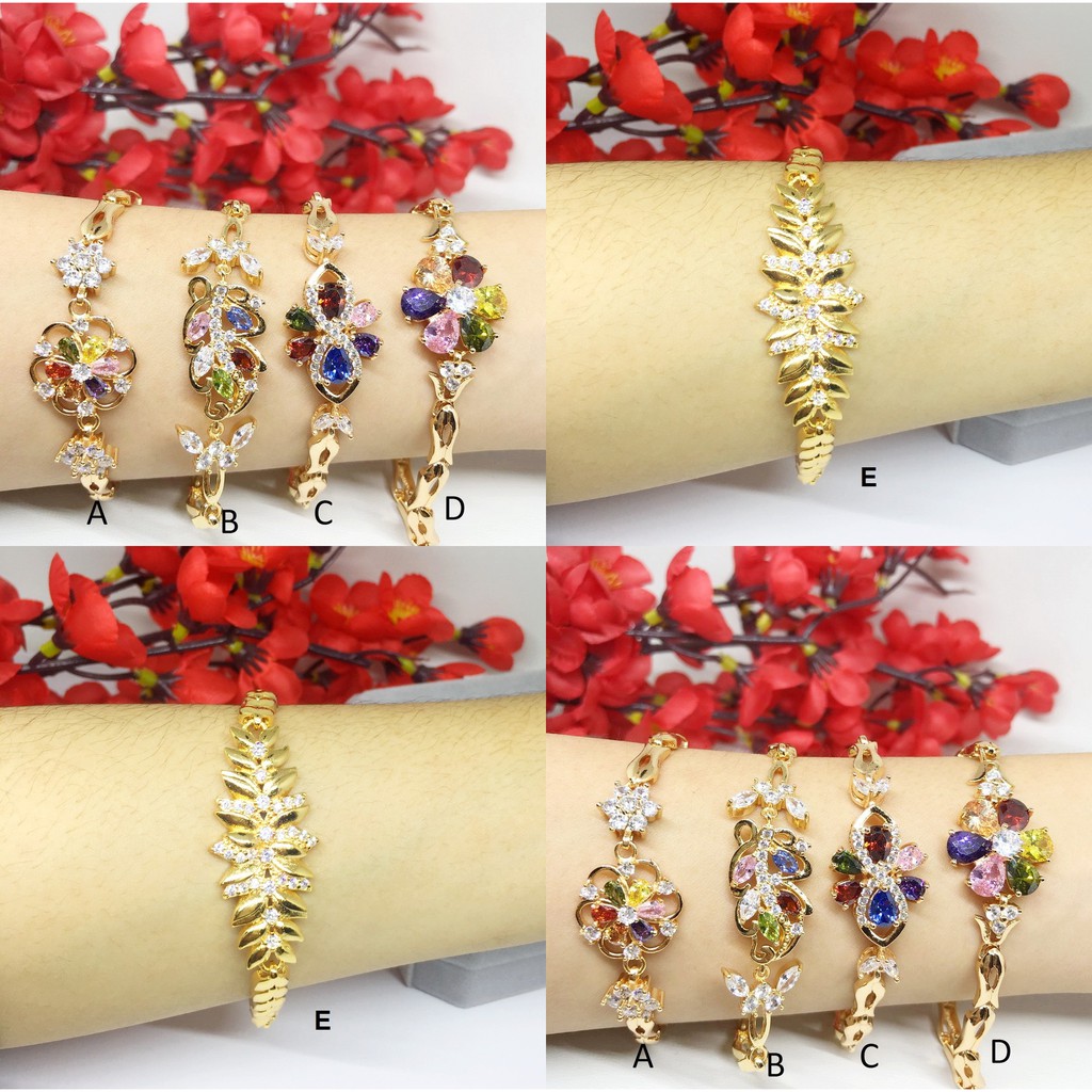 Gelang Xuping Lapis Emas 18k Gold Motif Bunga Merah - BB074