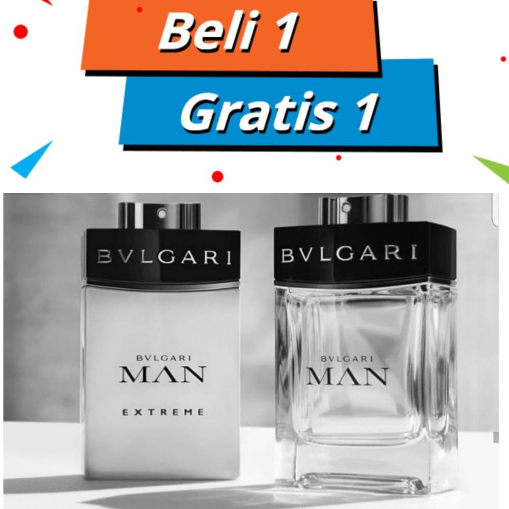 PROMO BELI 1 GRATIS 1 BVLGARI MAN & BVLGARI MAN EXTREME 100ML NO BOX