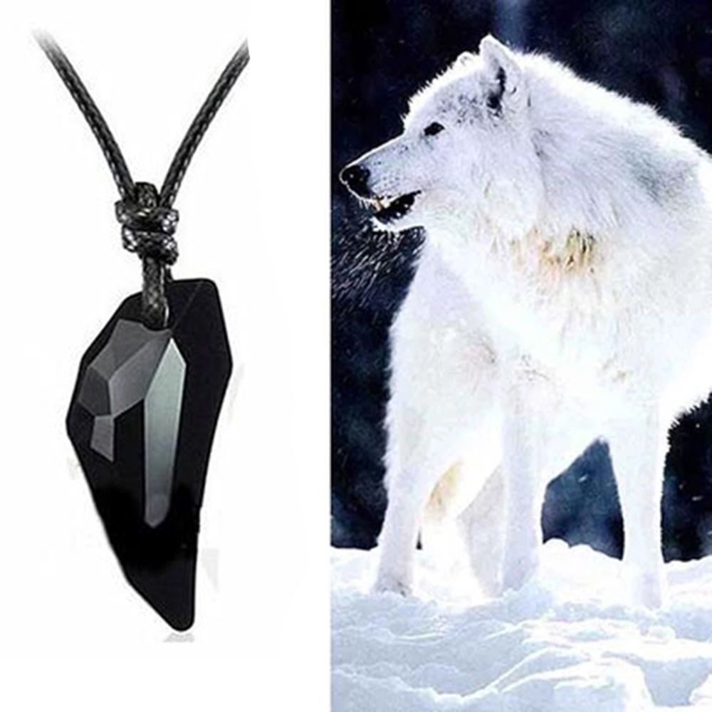 Needway  1PCS Black Sapphire Austrian Crystal 18K Plated Wolf Tooth Pendant Necklace Women Fine Polished Adjustable Length Men Fashion Jewelry High Quality Excellent Poliched Shiny Not Easy Tarnish or Discolor Couple Accessories/Multicolor