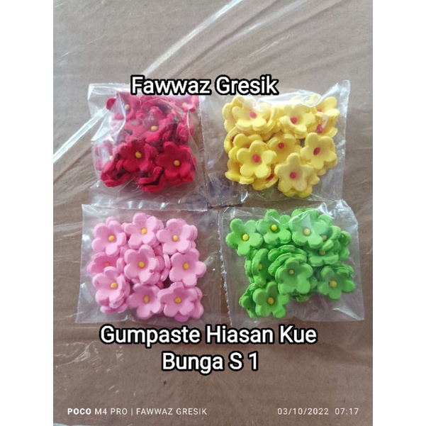 HIASAN Kue Gumpaste BUNGA isi 20pcs / KUE CAKE ICING DAISY PRIMROSE D MINI Flower GUM PASTA Confetti 20 pcs