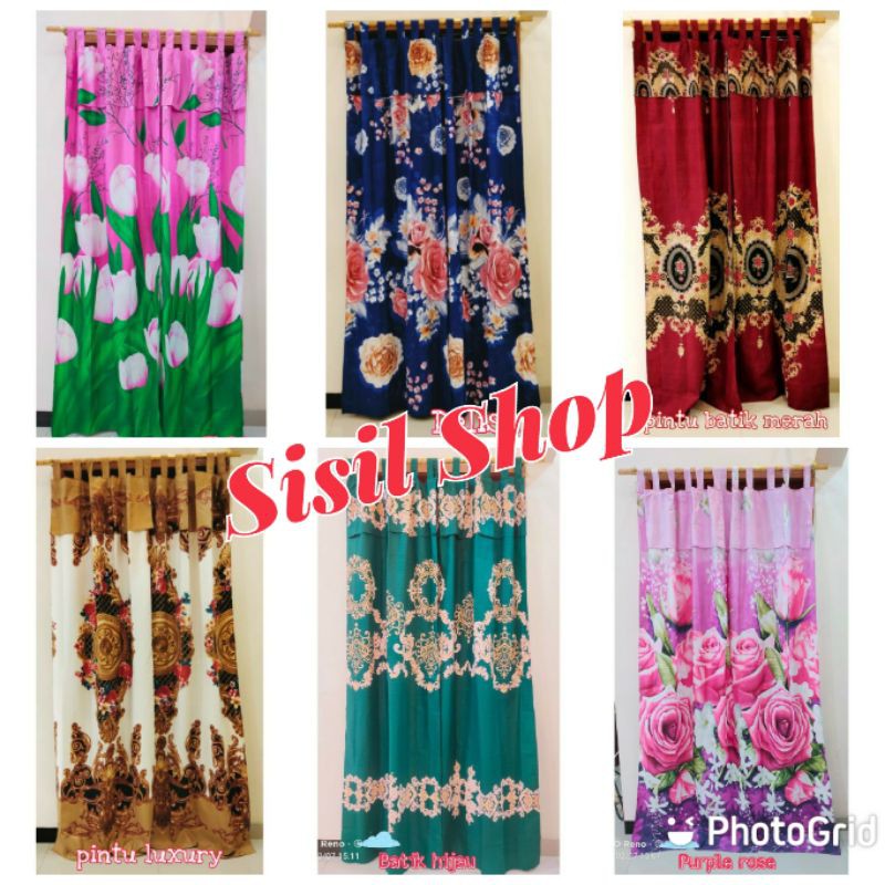 Gorden pintu dan jendela rumbai bahan katun hordeng motif bunga dan karakter