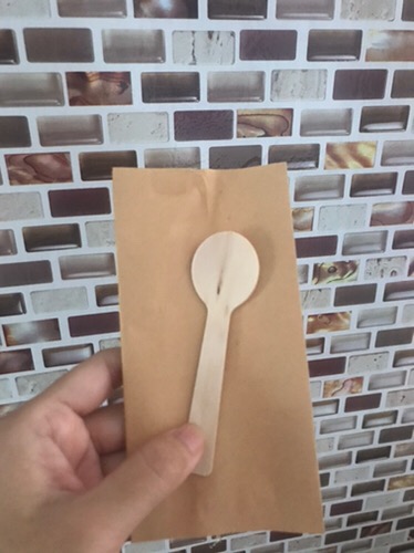 Set Sendok Dessert Bulat 10cm Cover Kraft Paper Sealed Tertutup Rapat Higienis