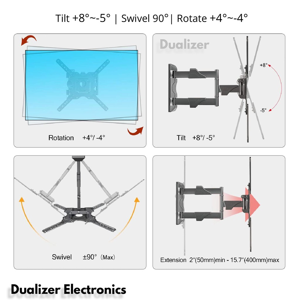 Bracket TV Swivel/Swifel Lengan Smart TV LED 32 40 42 43 49 50 55 Inch Premium NB P4