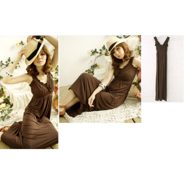 Coklat Import - Long Dress Import Coklat (963A)