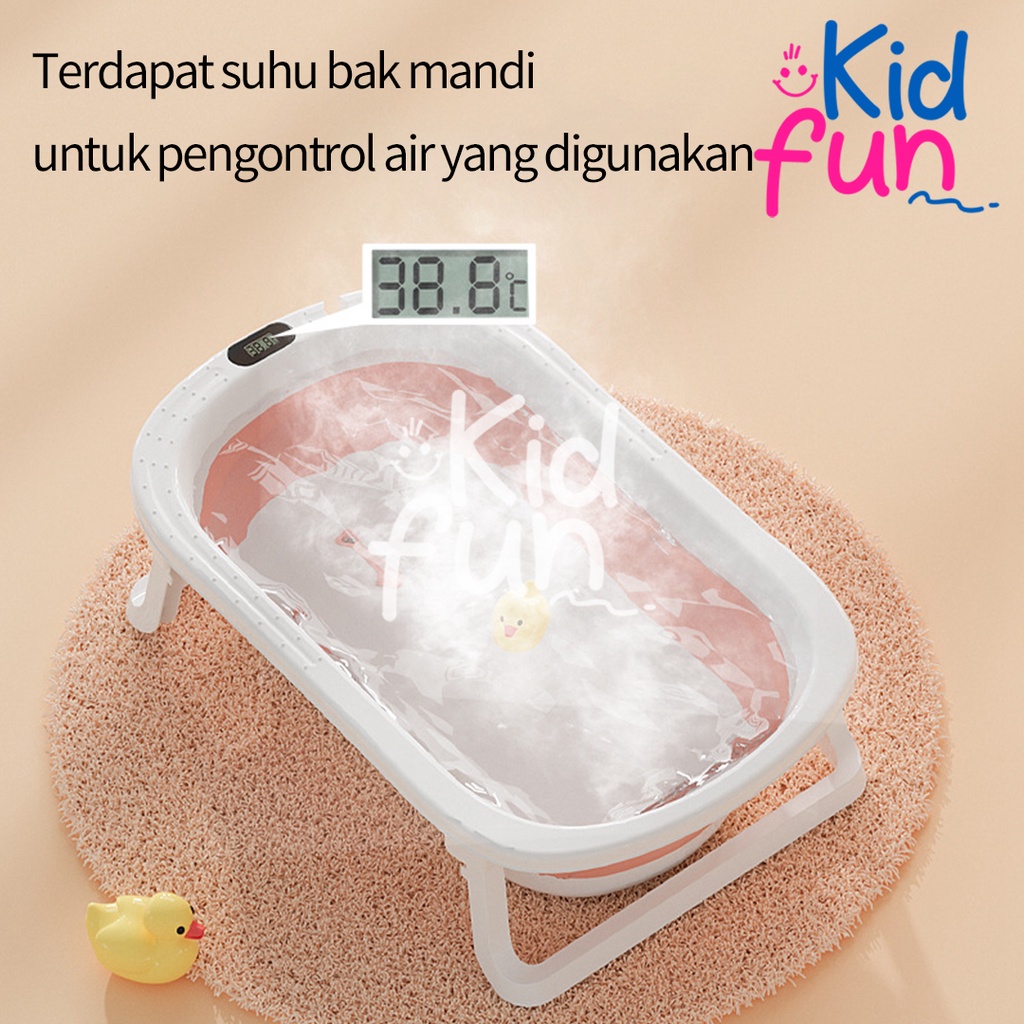 Kidfun - Bak Mandi Bayi Lipat Murah dengan Thermometer Sensor Panas dan Portabilitas Tinggi - Tempat Mandi Bayi Foldable Baby Bath Tub