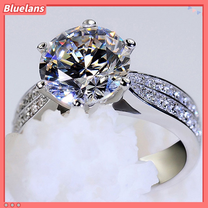 Bluelans Women Fashion Zircon Inlaid Ring Luxury Silver Plated Alloy Finger Ring Jewelry