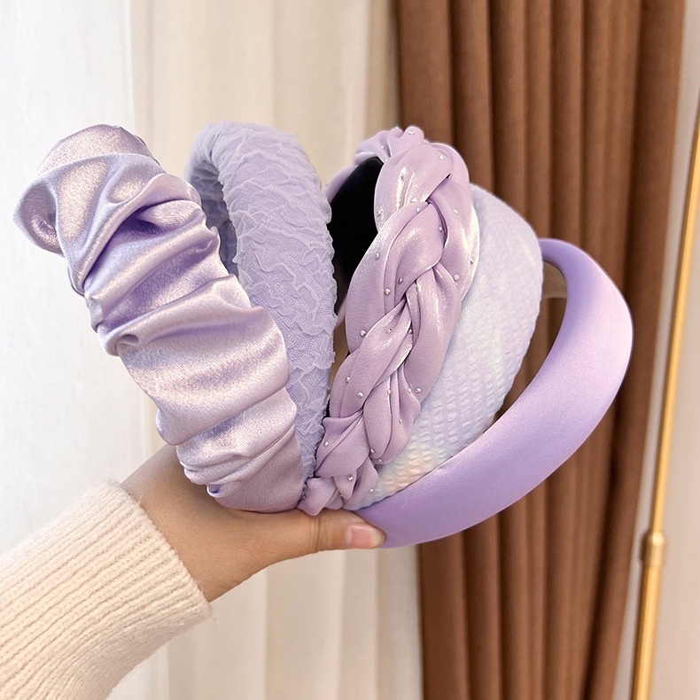 BANDO KAIN VARIAN WARNA UNGU MOTIF BANDANA PURPLE HEADBAND SATIN SILK COTTON HAIR BAND BENDO AKSESORIS RAMBUT LEBAR HAIR ACCESSORIES