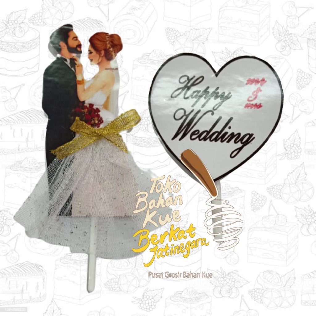 TOPPER CAKE TUSUK WEDDING / HIASAN WEDDING PARTY