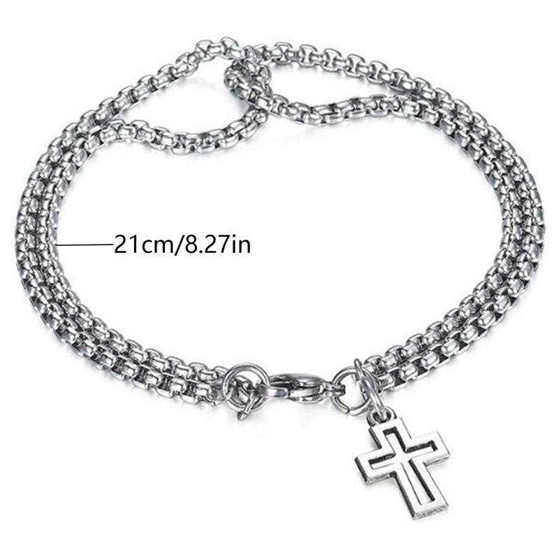 Gelang Rantai Ganda Bahan Titanium steel Untuk Pria