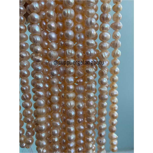 Bahan Mutiara Air Tawar Barok / Baroque PEACH 8 x 12mm Bulat pearl