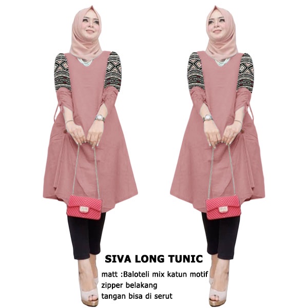 Siva Long Tunik - Logo Smile (LS) - Ukuran XL-3XL - Matt Baloteli Mix Katun Motif