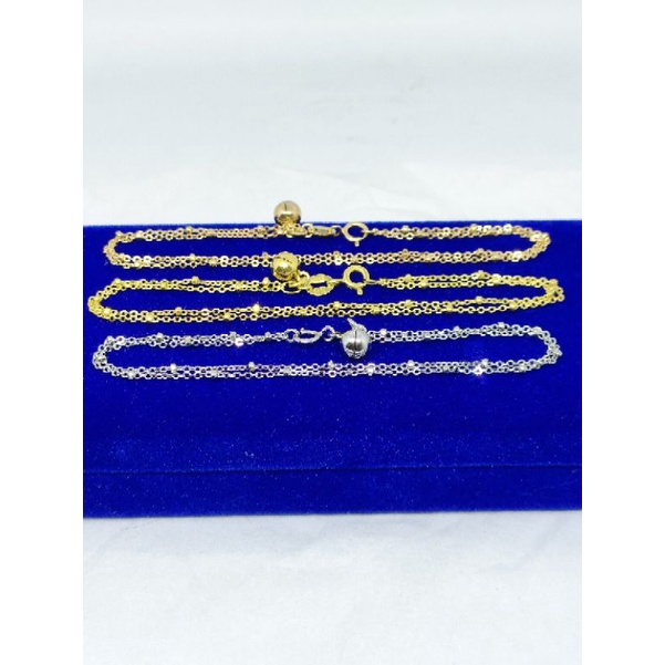 GELANG RANTAI JEDAR 2 LAYER + 1 BEL / GELANG PERAK ASLI SILVER 925 LAPIS EMAS/ GELANG FASHION WANITA TERBARU