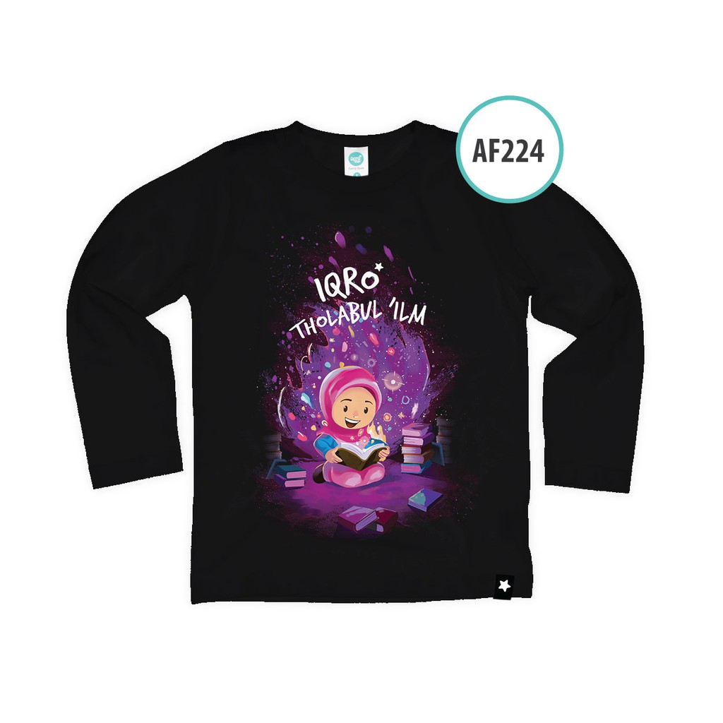 Kaos Anak Afrakids AF224 &quot;Iqro Tholabul ' Ilmi&quot; Lengan Panjang