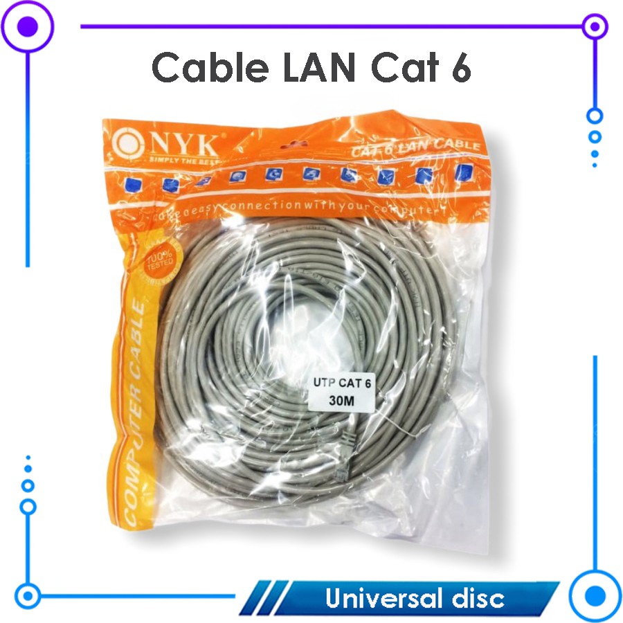 Kabel LAN Cat 6 30M NYK - Kabel LAN 30M - Kabel UTP 30M - Kabel Jaringan internet