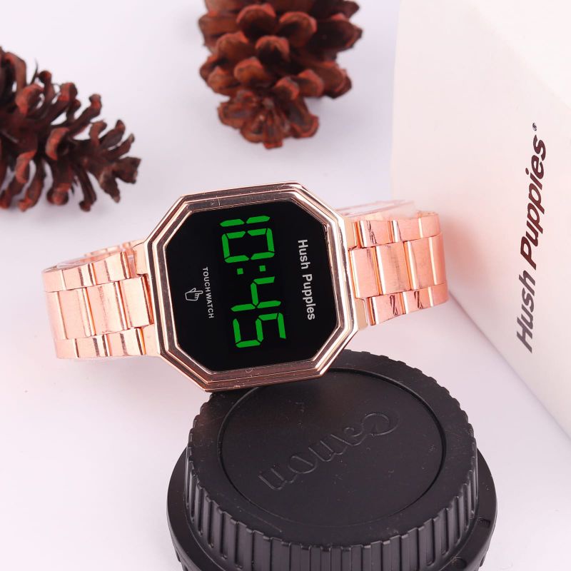 Jam tangan Digital LED Touch screen jam tangan wanita Hush puppies Digital