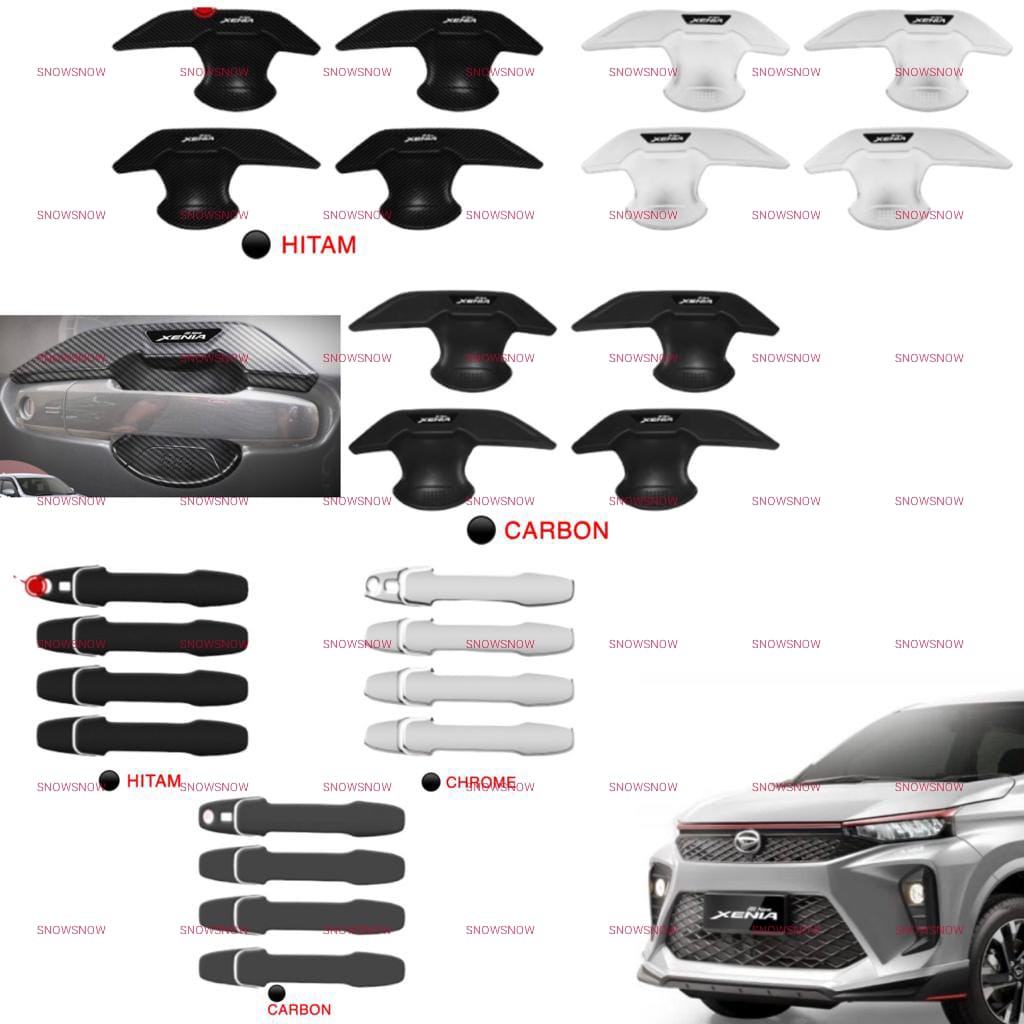 Paket Outer Handle Cover Avanza Xenia Veloz 2021 2022 UP Hitam Chrome Carbon