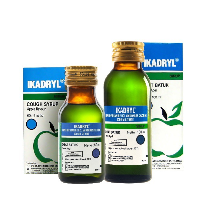 Ikadryl 60 mL - Obat batuk berdahak anak rasa apel - Ikapharmindo