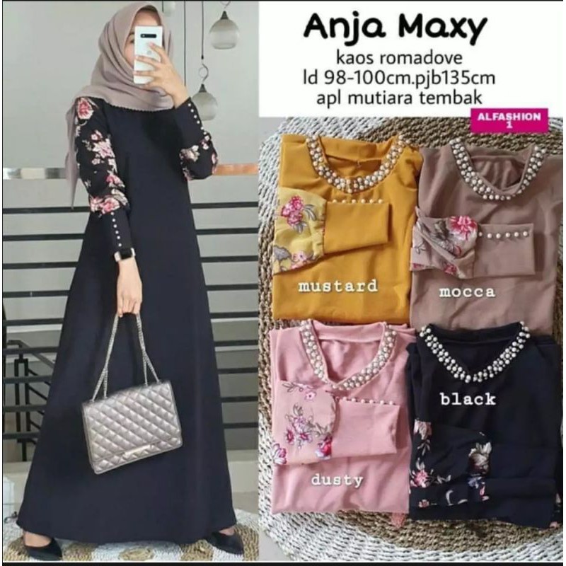 Baju Gamis Anja Maxy 667-Pakaian Gamis Wanita-Baju Long Dress Panjang-Gamis Atasan Wanita Muslimah
