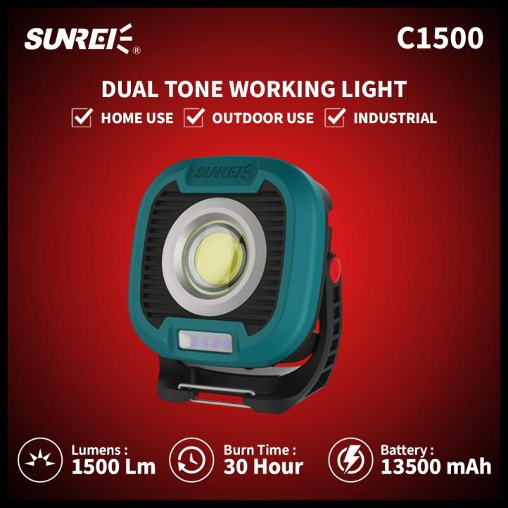 Lampu Kerja Proyek Emergency Sunrei C1500 1500 Lumens Dual Tone Light