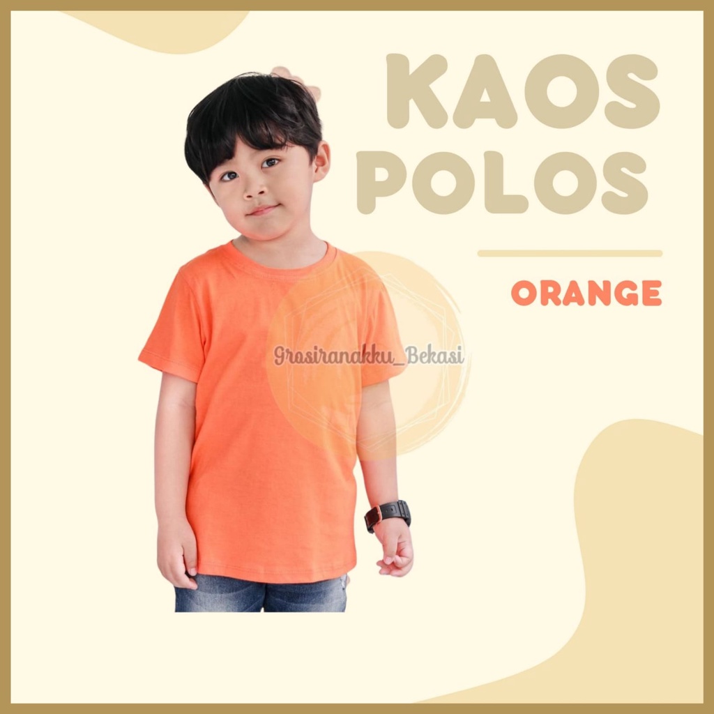 Kaos Anak Polos Orange Size 1-5Tahun