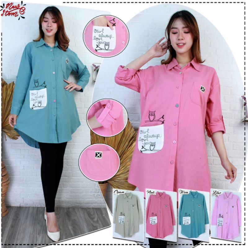 TUNIK KEMEJA WANITA KATUN LINEN IMPORT #393