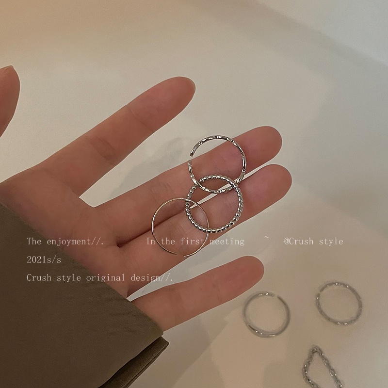 6pcs / Set Cincin Silver Simple Untuk Wanita