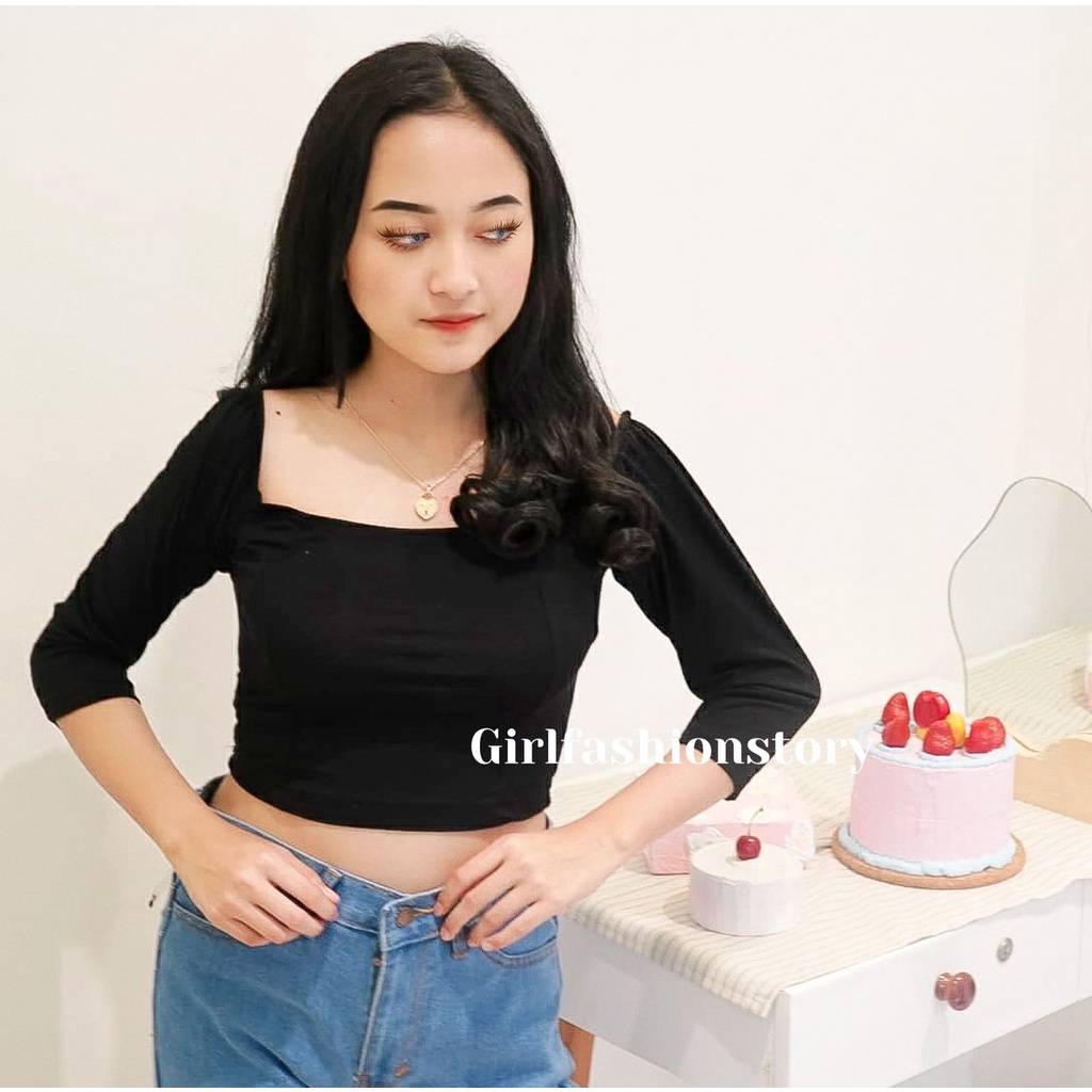 BEFAST - ZFS OOTD Wanita Blouse CANIA / PATRICIA CROP TOP STYLISH / Blouse Kasual / Blouse Kekiniaan Remaja / Blouse Sabrina Polos / Fashion Wanita Bisa Di Pakai Formal / OOTD Ala Style Korean / Blouse Lengan Panjang / Keluaran Terbaru 2022 / Trendy