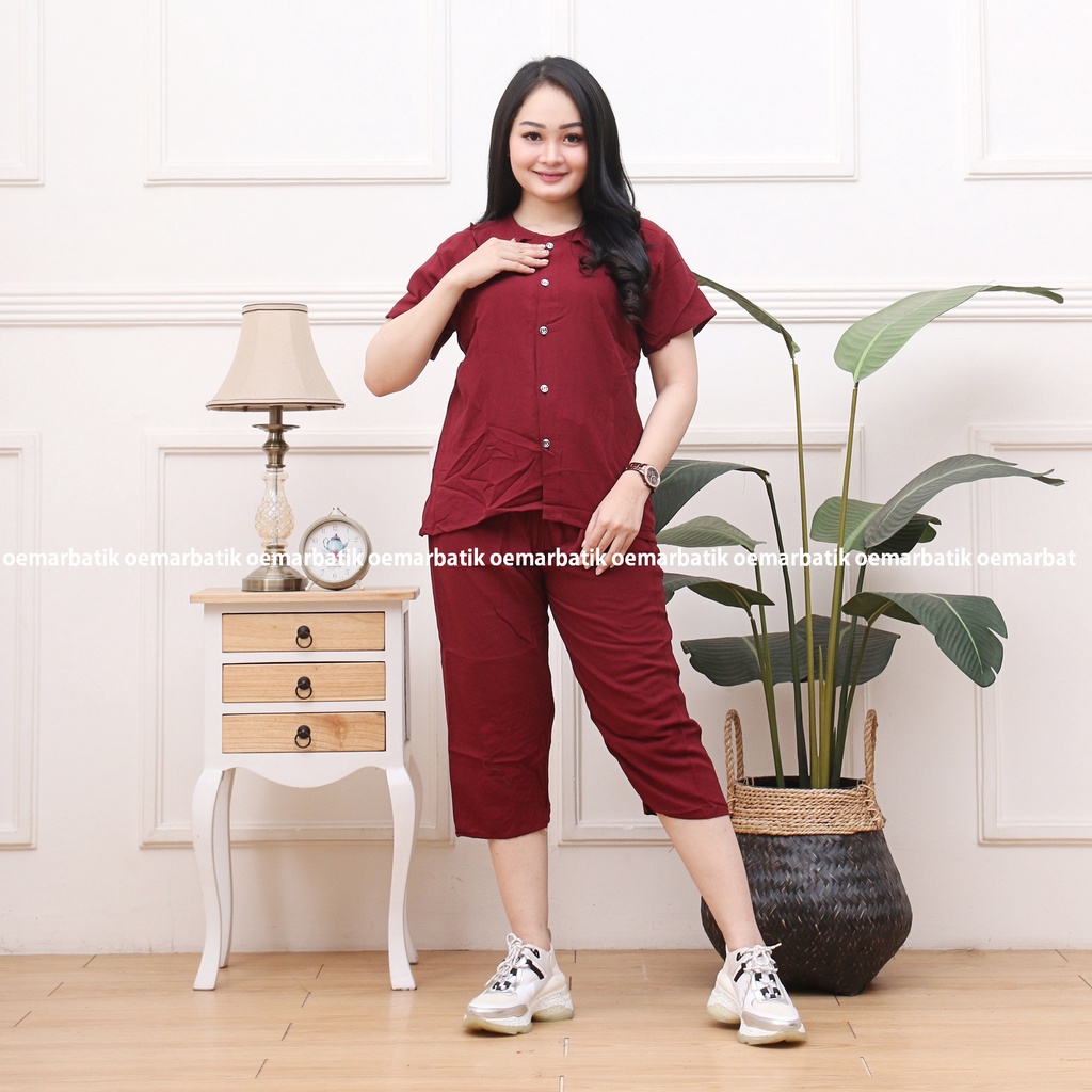 BAJU ONE SET DAILY OOTD PAJAMAS PIYAMA PAKAIAN TIDUR CELANA SETELAN POLOS  KEMEJA BAHAN KATUN RAYON