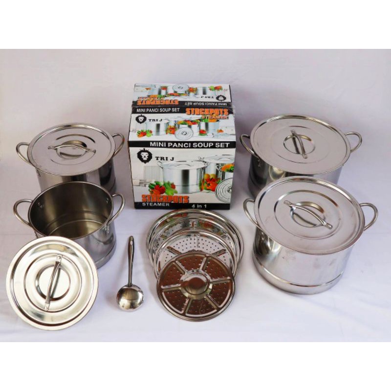 Tri J Mini Panci Soup Set Stockpots Steamer