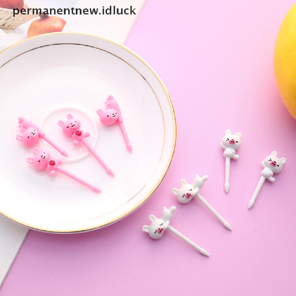 6 Pcs Garpu Buah Bentuk Kartun Kucing Anjing Untuk Aksesoris Dessert